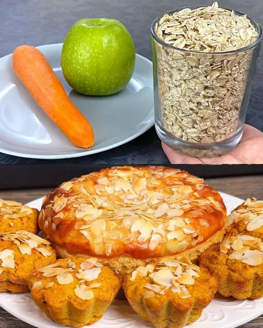 Muffins de avena, manzana y zanahoria con requesón