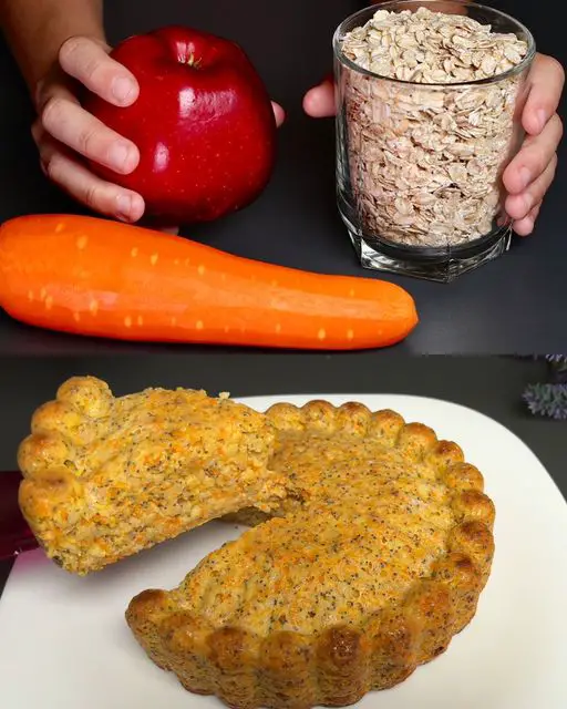 Tarta de avena, zanahoria y manzana con semillas de amapola