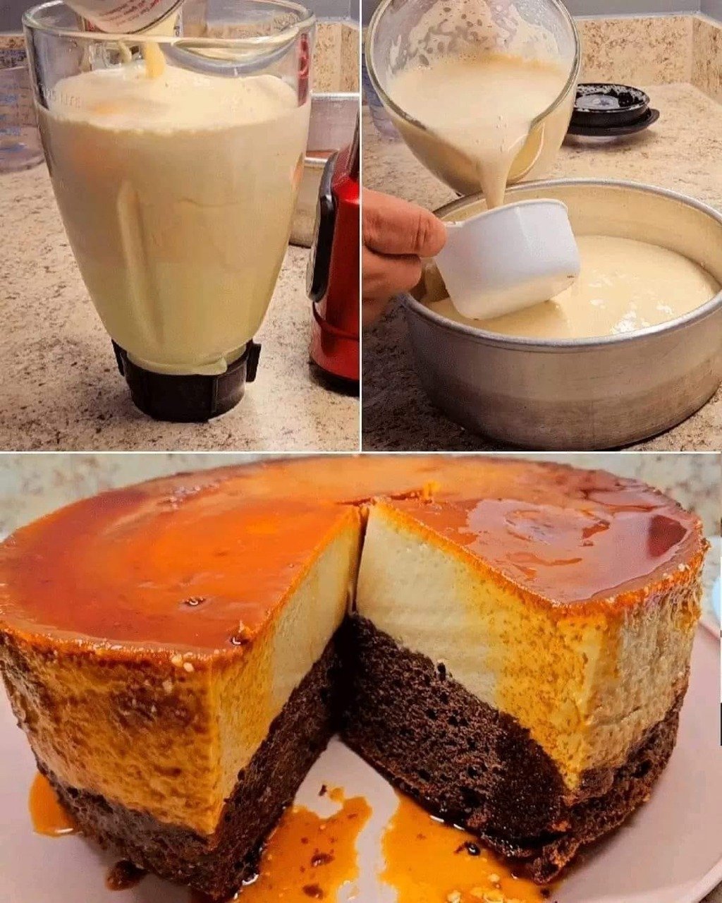 Pastel Imposible de Chocolate y Flan Caramelizado